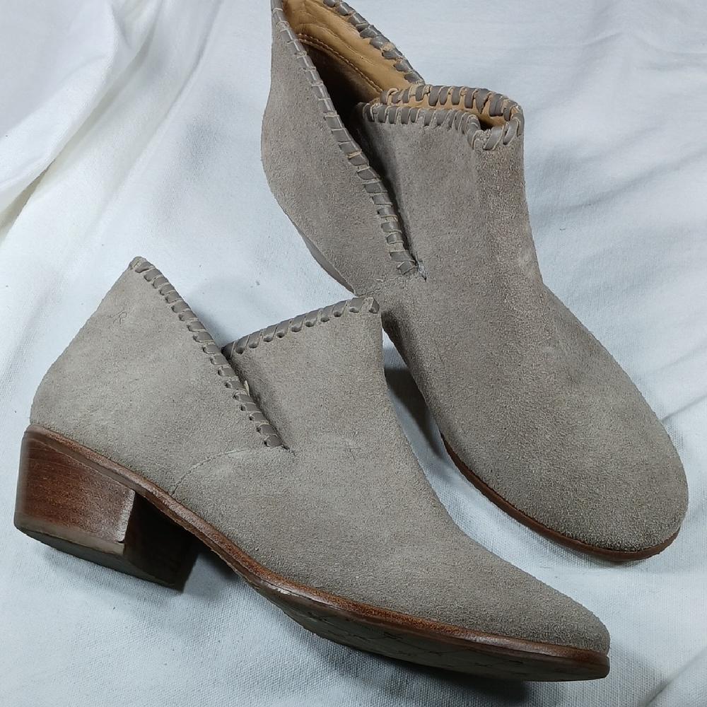 Jack Rogers Suede Womens Cutout Low Heel Ankle Boots in Taupe Leather size 8 - Picture 2 of 9
